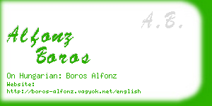 alfonz boros business card